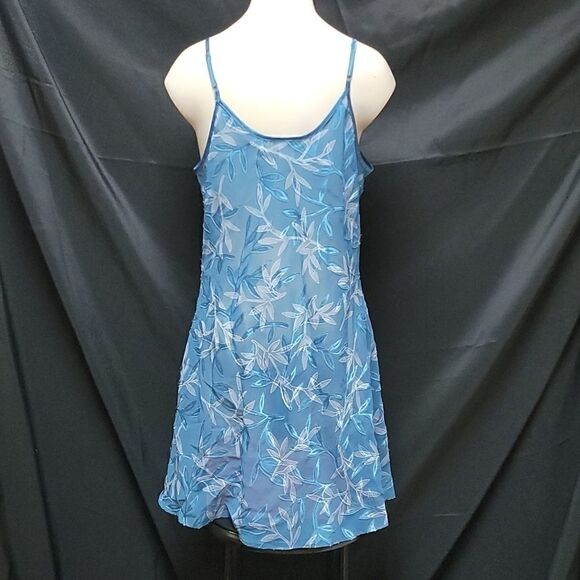 JONES NEW YORK SHEER BLUE FLORAL NEGLIGEE - Picture 2 of 9